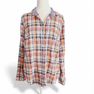 St Johns Bay Size Large Womens Long Sleeve Top Plaid Button Down Shirt
